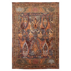 10x14 Moderner Bidjar Stil Abstrakt Floral Wollteppich in Schiefer & Gebranntes Orange