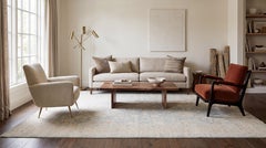 10x14 Modern Hand-Knotted Oushak Style Wool Rug in Muted Ice Blue & Champagne