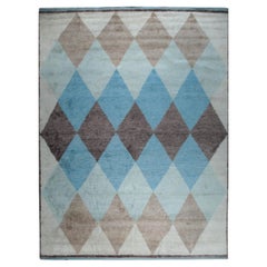 10x14 Multicolor Hand-Knotted Wool Diamond Cascade Geometric Modern Carpet Rug