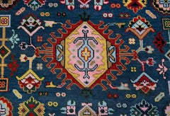 10x14 Navy Colorful Hand Knotted Area Wool Rug ( JC- 7678 )