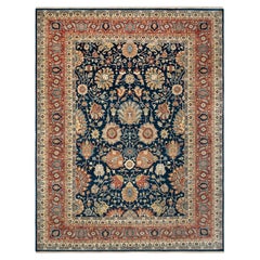 10x14 Navy Ivory Rust Wool Traditional Persian Rug ( 13573)