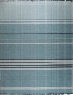 10x14 Opulent Majestic Blue Kilim Geometric Modern Flatweave Wool Carpet Rug