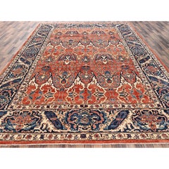 10'x14' Orange Bijar Garus Design High Mountain Wool Hand Knotted Oriental Rug