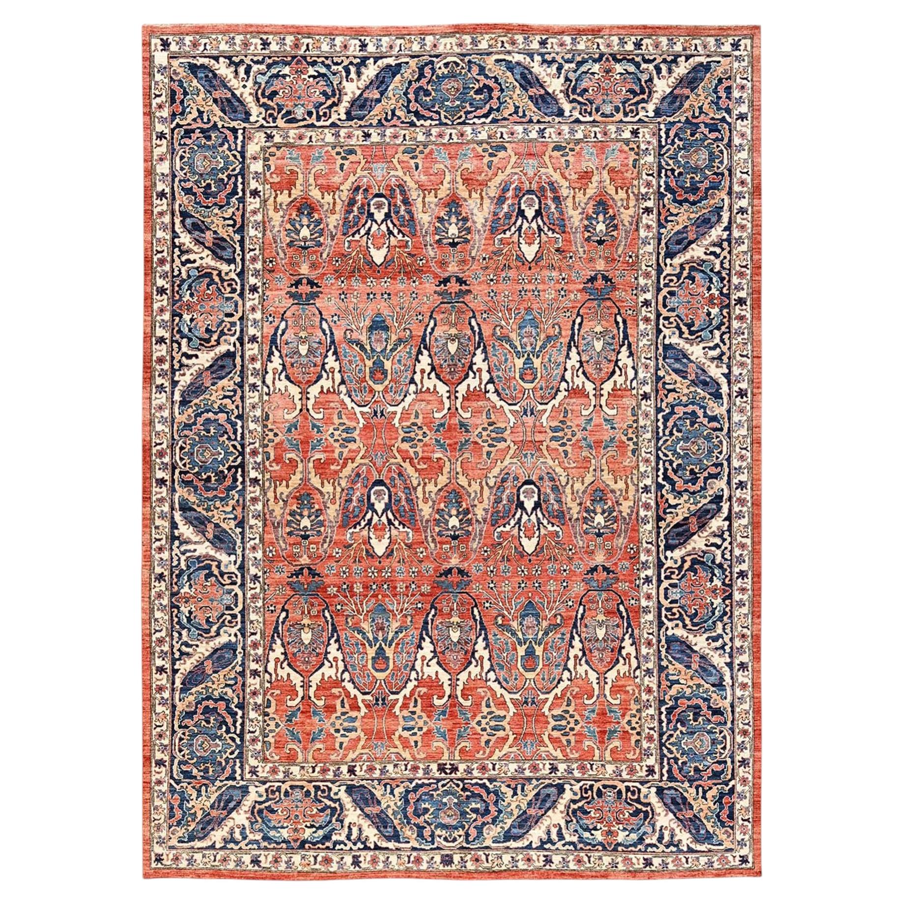 10'x14' Orange Bijar Garus Design High Mountain Wool Hand Knotted Oriental Rug