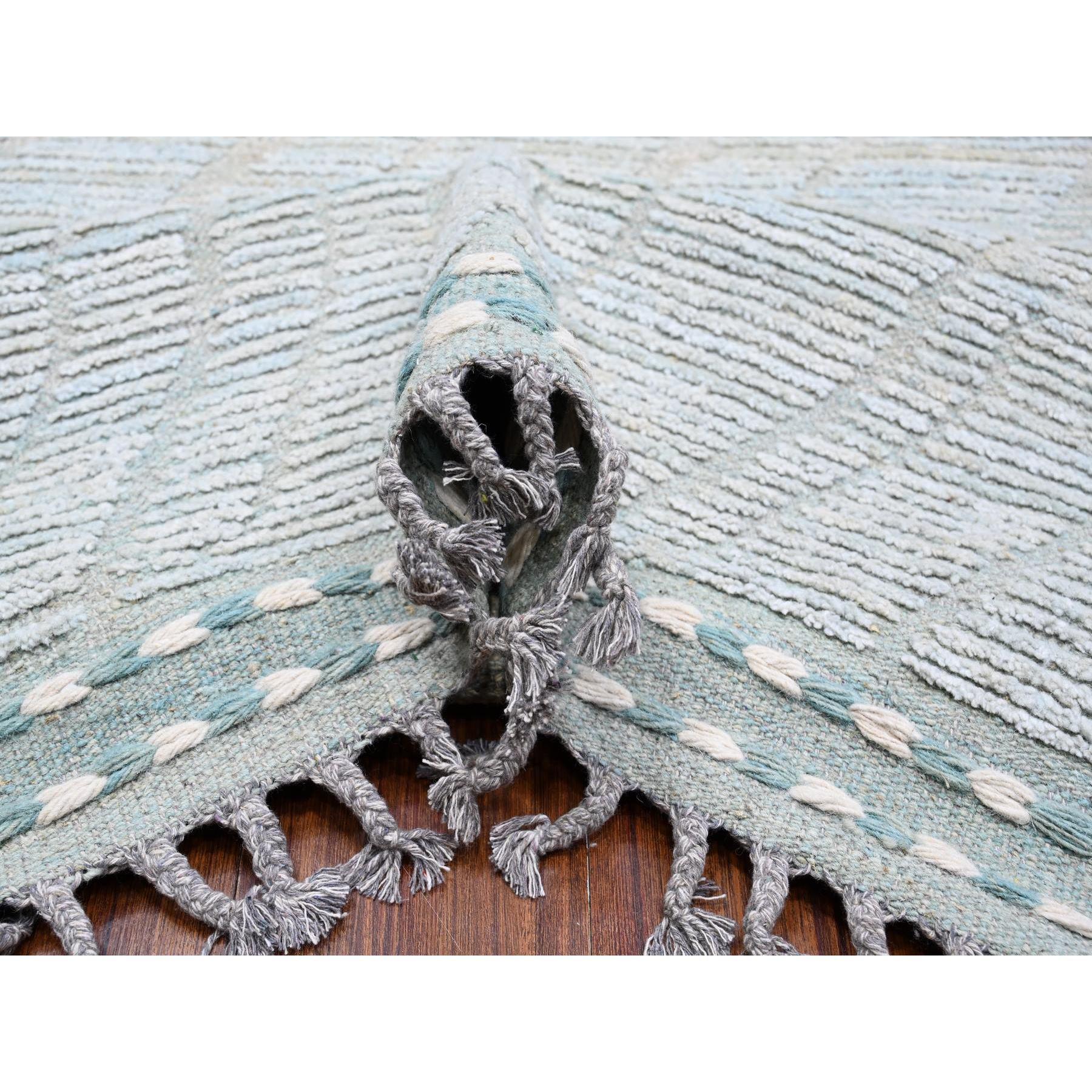 Noué à la main 10'x14' Bleu poudré Marocain Tissé Zig Zag Design Rugs Orientaux Noués à la Main en vente
