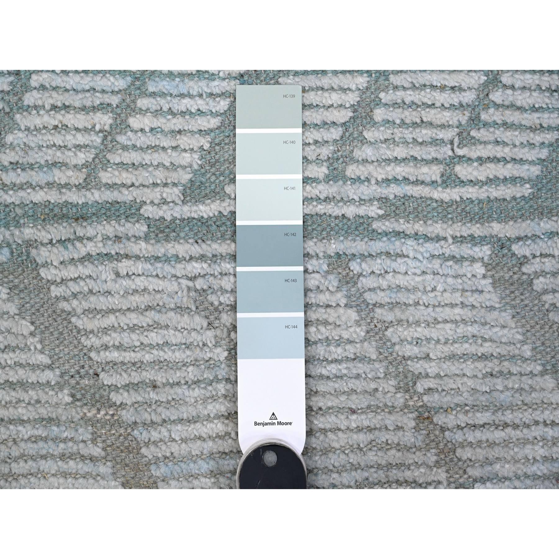XXIe siècle et contemporain 10'x14' Bleu poudré Marocain Tissé Zig Zag Design Rugs Orientaux Noués à la Main en vente