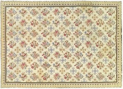 10X14 Antique French Needlepoint Tapestry Beige Wool Flatwoven Rug 295cm x 432cm