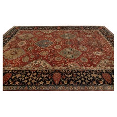 10x14 Red Navy Vintage Persian Hand Knotted Wool Rug ( G-13049)