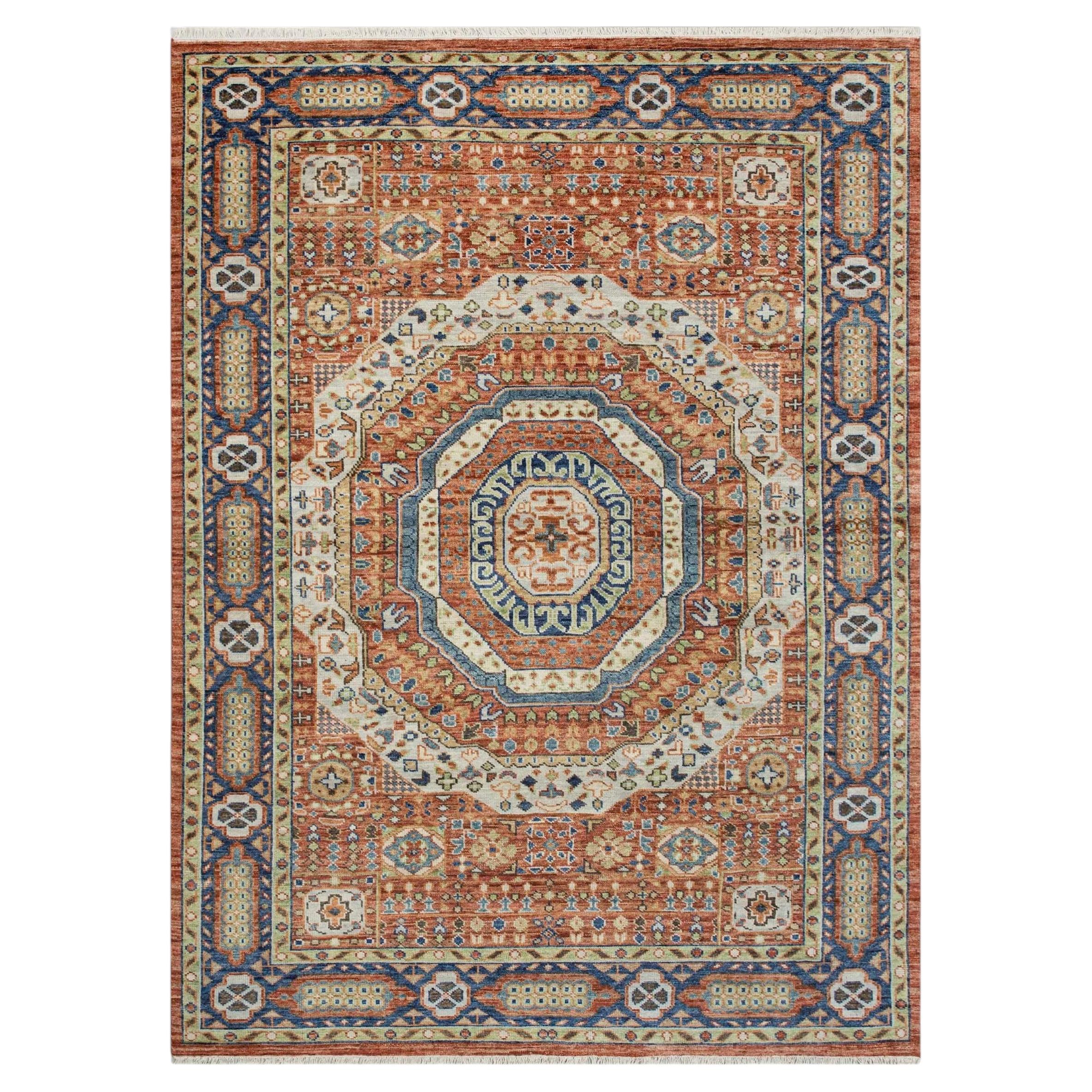 10x14 Red Rust Mamluk Hand Knotted Wool Rug ( G - 14137 )