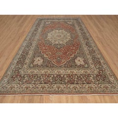 10'x14' Red Tabriz Jaja Jalili Re-Creation Hand Knotted New Zealand Wool Rug
