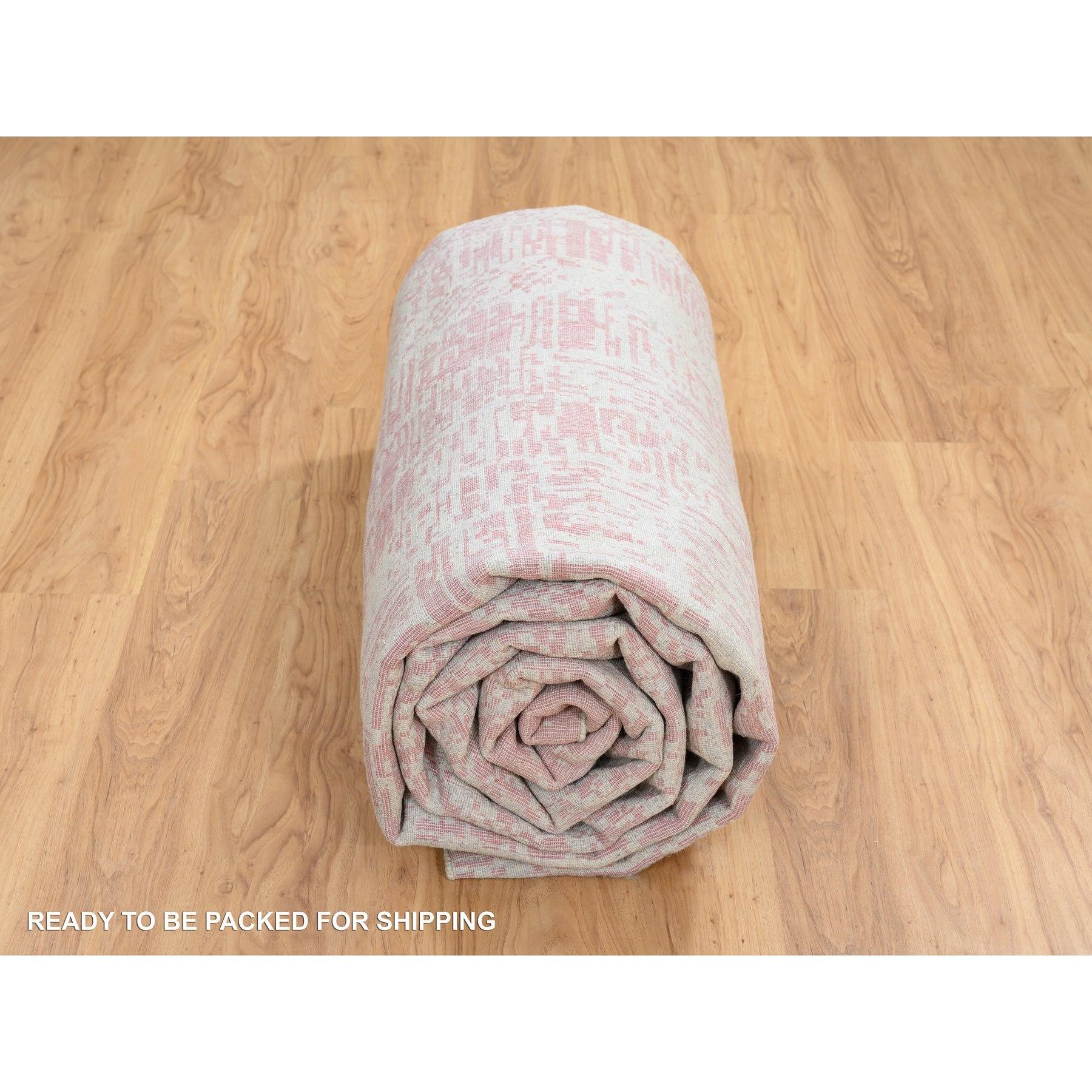 10'x14' Rose Pink, All Over Design Wool and Art Silk, Jacquard Hand Loomed Rug For Sale 3