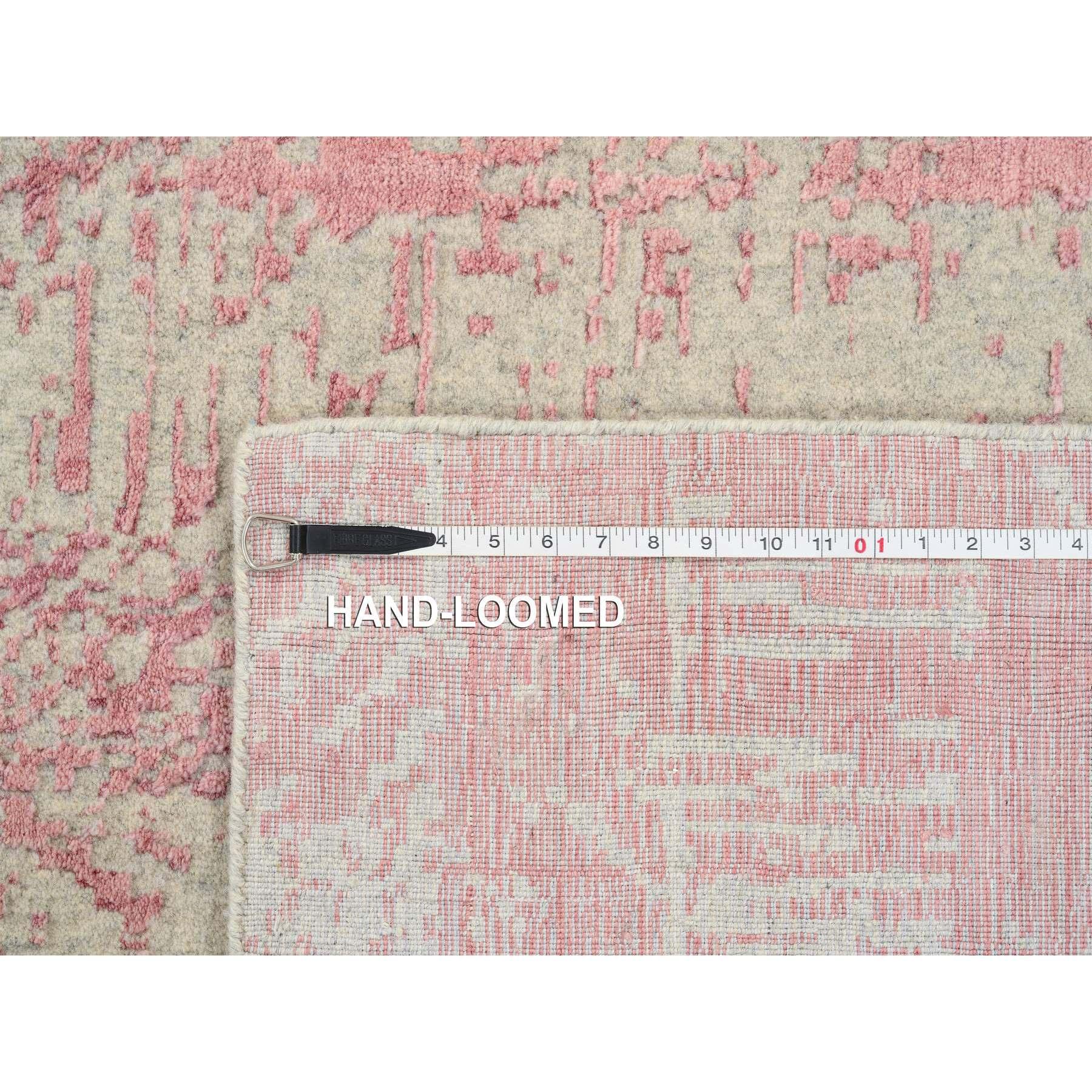 10'x14' Rose Pink, All Over Design Wool and Art Silk, Jacquard Hand Loomed Rug For Sale 5