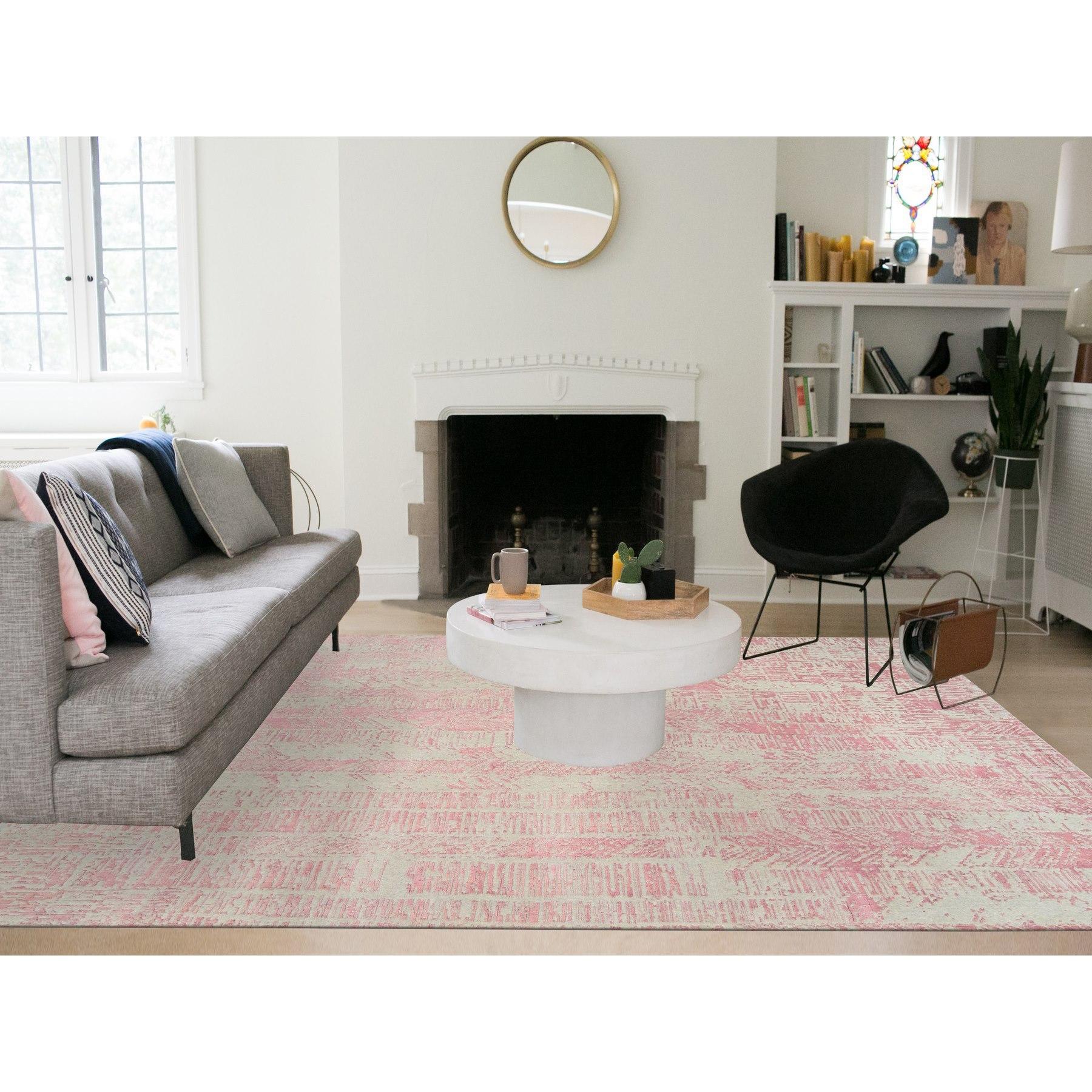 This is a truly genuine one-of-a-kind Rose Pink, All Over Design Wool and Art Silk, Jacquard Hand Loomed, Oriental Rug. It has been Loomed for months and months in the centuries-old weaving craftsmanship techniques by expert artisans.
Primary