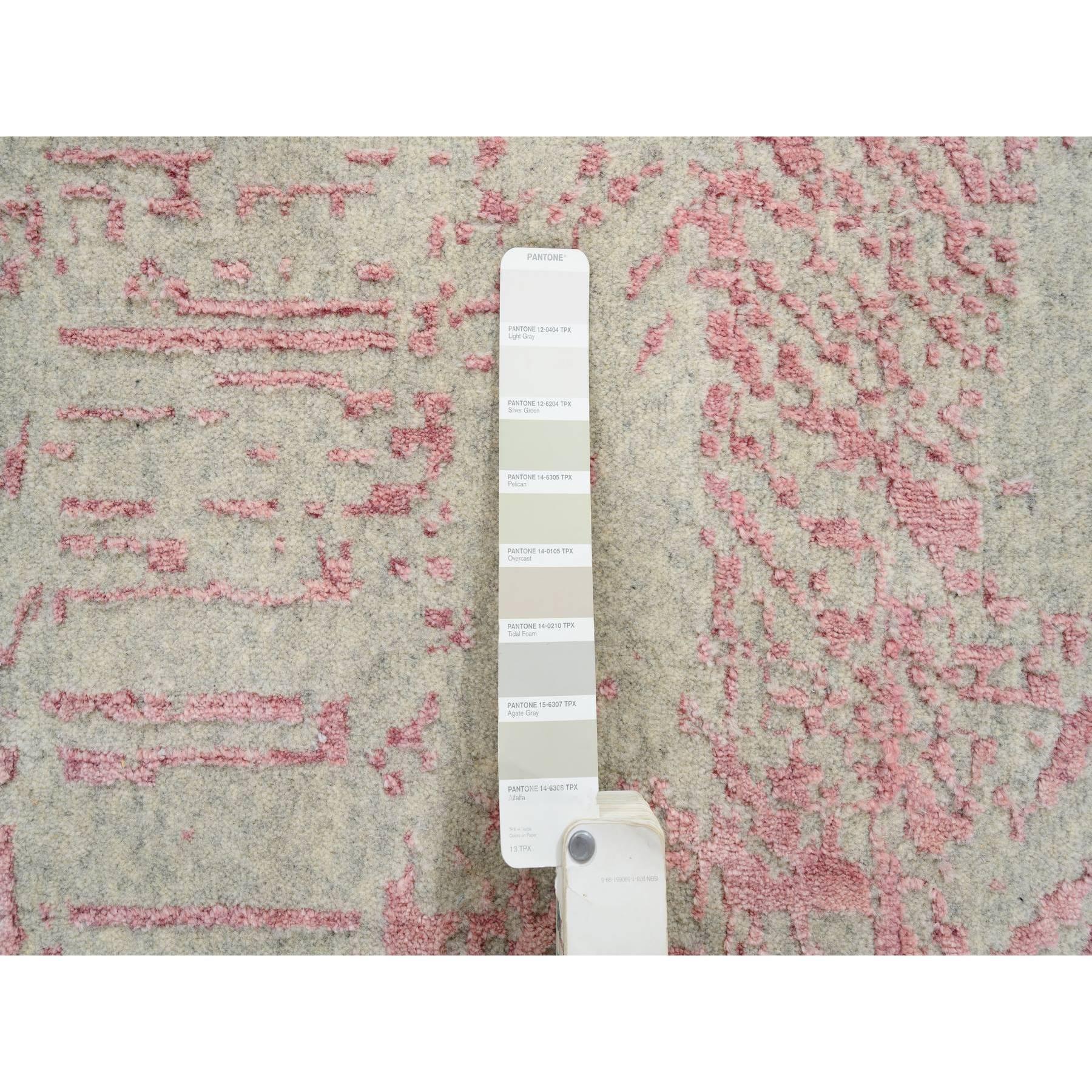10'x14' Rose Pink, All Over Design Wool and Art Silk, Jacquard Hand Loomed Rug For Sale 1
