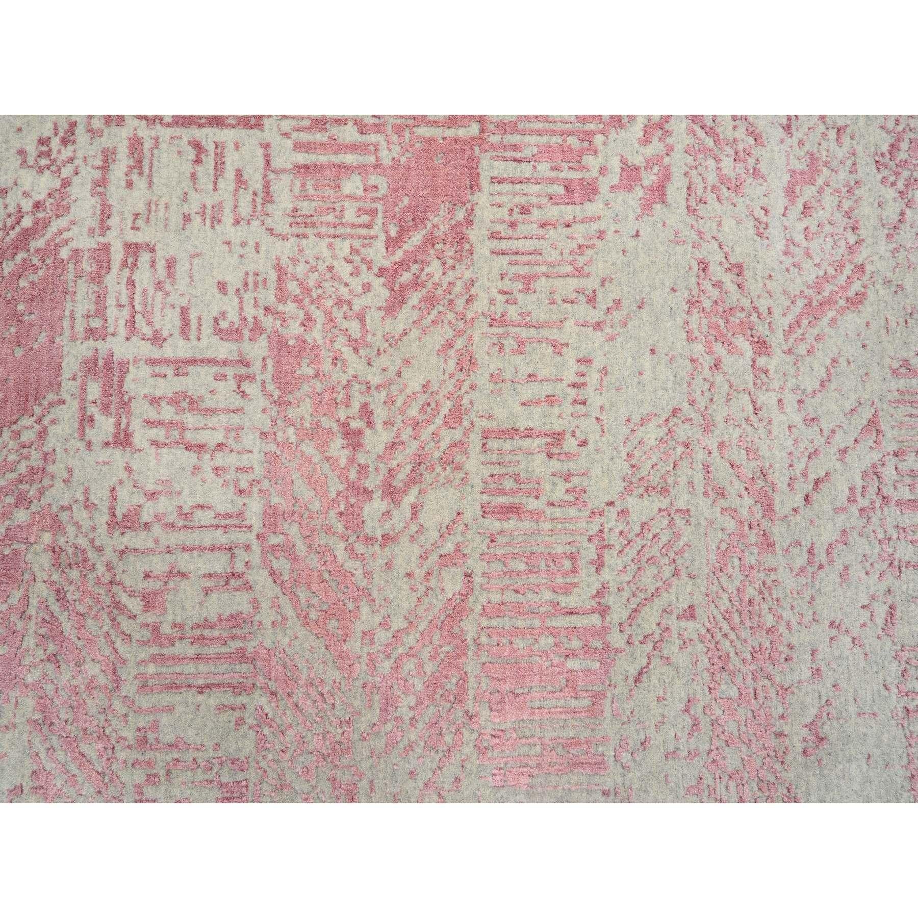 10'x14' Rose Pink, All Over Design Wool and Art Silk, Jacquard Hand Loomed Rug For Sale 2