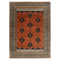 10x14 Rust Coral Persian Hand Knotted Wool Rug ( G-9626)