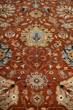 10x14 Alfombra de Lana Persa Tabriz Estilo Tabriz Azul Marino Óxido