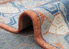 10x14 Rust Oushak with Blue Modern Khotan Hand Knotted Rug ( G-13714 )