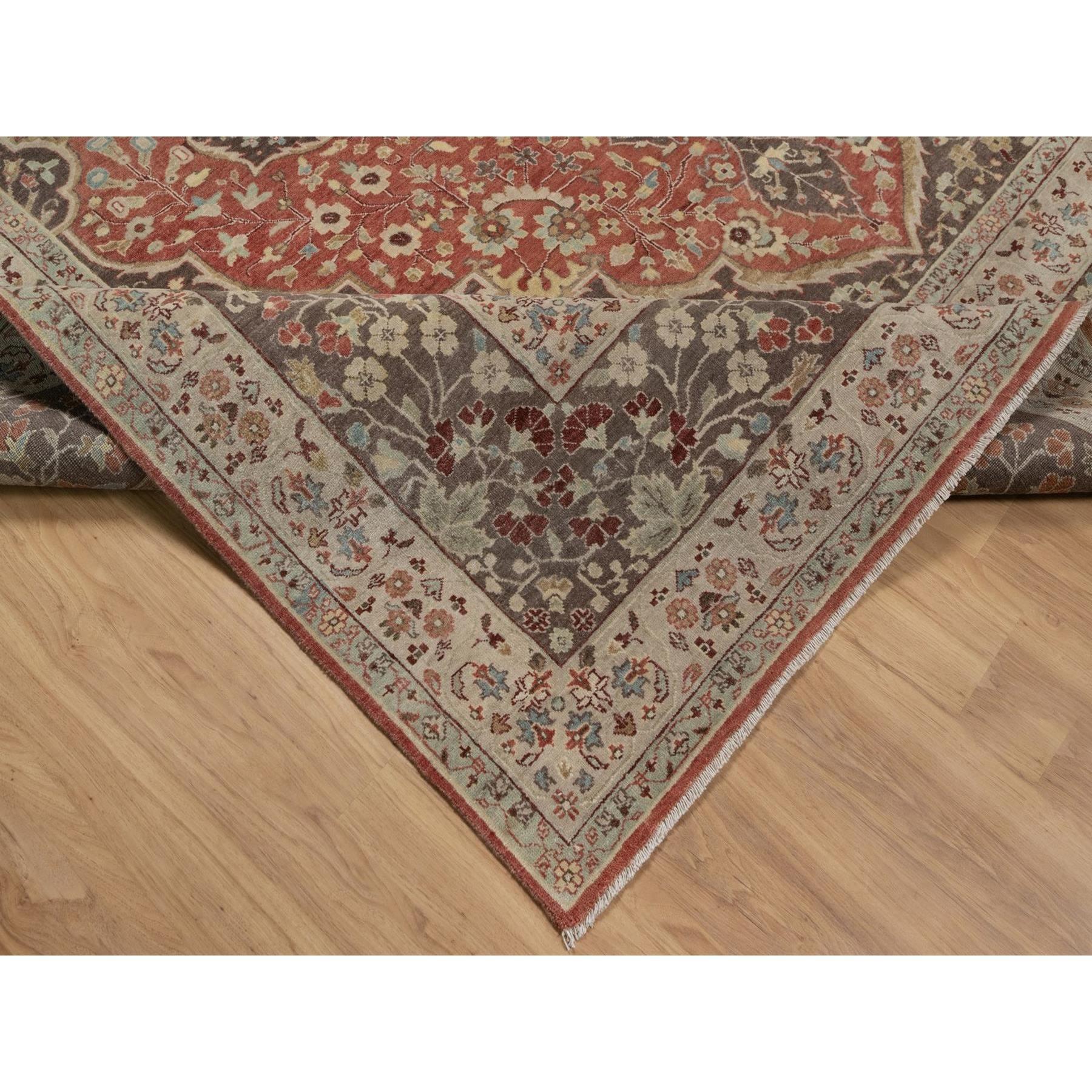 10'x14' Rostroter antikisierter Tabriz mit Haji Jalili Design Handgeknüpfter Wollteppich (Wolle) im Angebot