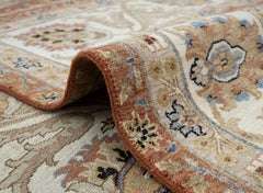 10x14 Rust Red Ivory Wool Floral Motifs Hand Knotted Persian Rug ( G-14329)