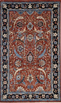 10x14 Rustic Oriental Red Rust Traditional Floral Hand Knotsted Wool Carpet Rug (tapis en laine nouée à la main)
