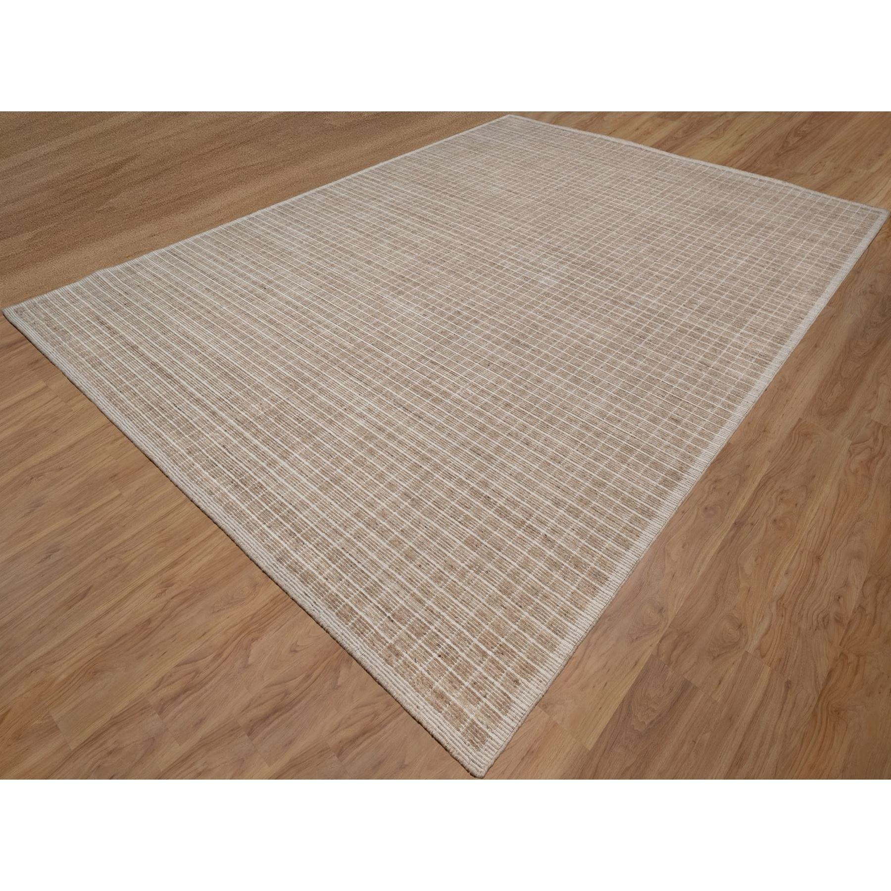 10'x14' Sandbraun Modernes schlichtes Dekor Box Design Geknüpfter weicher Wollteppich (Indisch) im Angebot