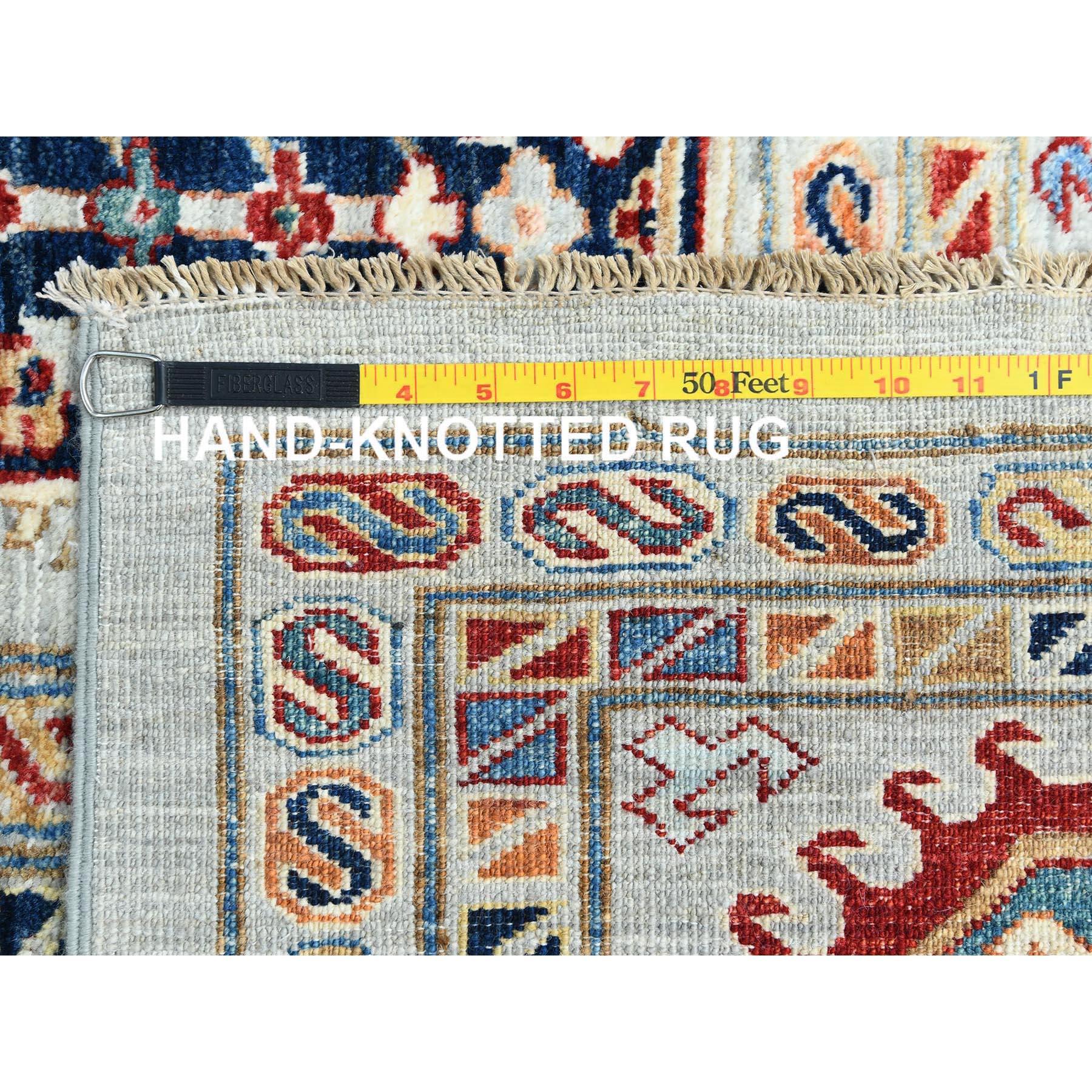 10'x14' Bleu argenté Pure Laine Noué à la main Afghan Super Kazak Tapis d'Orient en vente 7