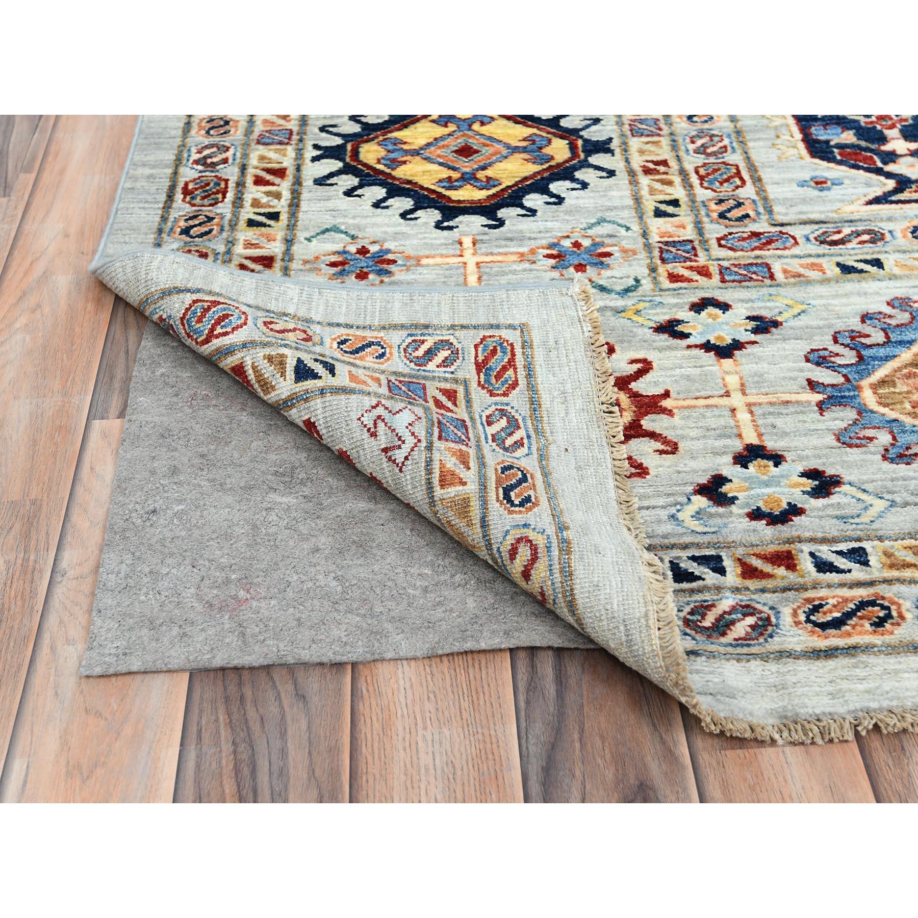 XXIe siècle et contemporain 10'x14' Bleu argenté Pure Laine Noué à la main Afghan Super Kazak Tapis d'Orient en vente