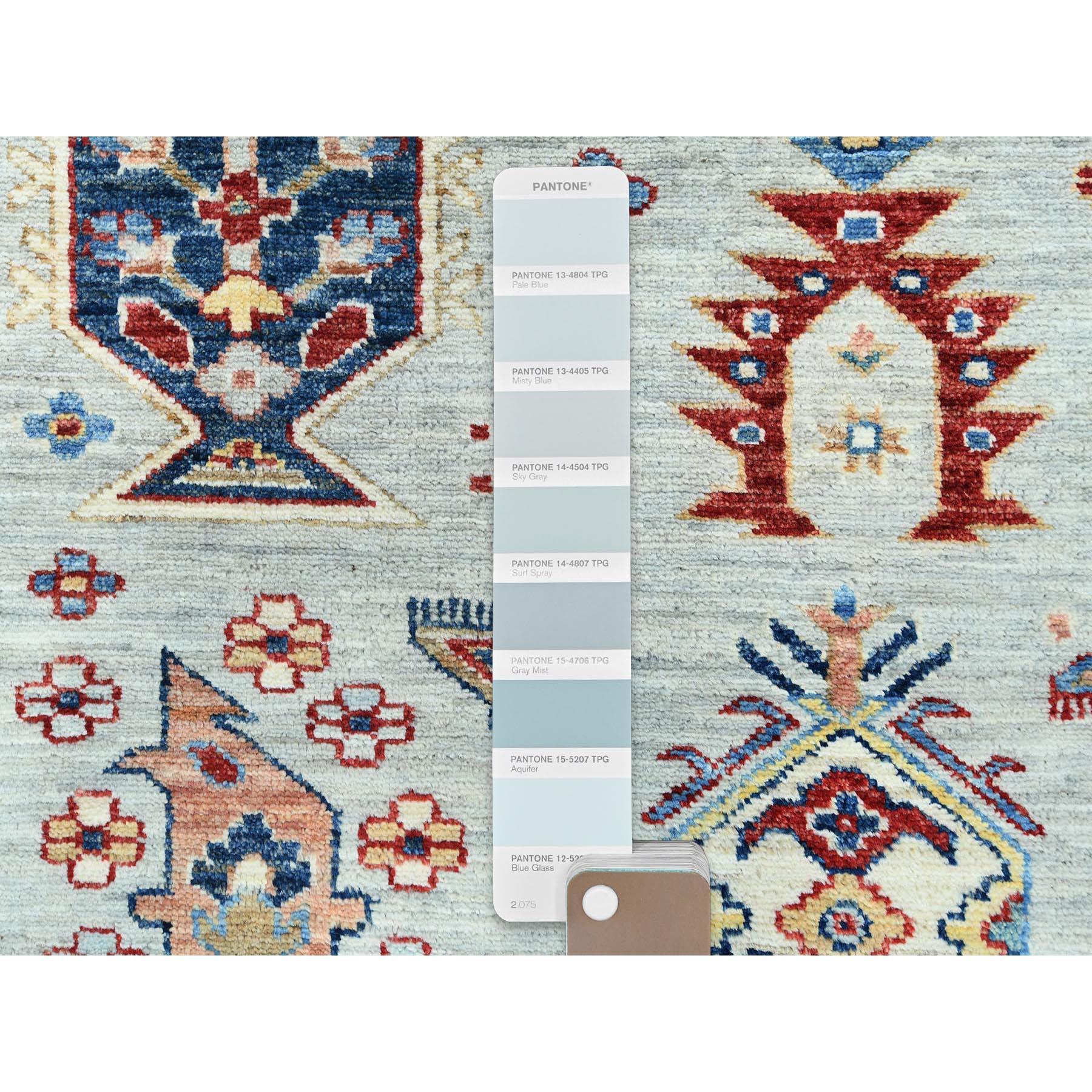 10'x14' Bleu argenté Pure Laine Noué à la main Afghan Super Kazak Tapis d'Orient en vente 3