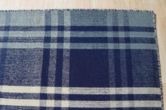 10x14 Sophisticated Elegant Blue Large Scale Plaid Geometric Flatweave Wool Rug