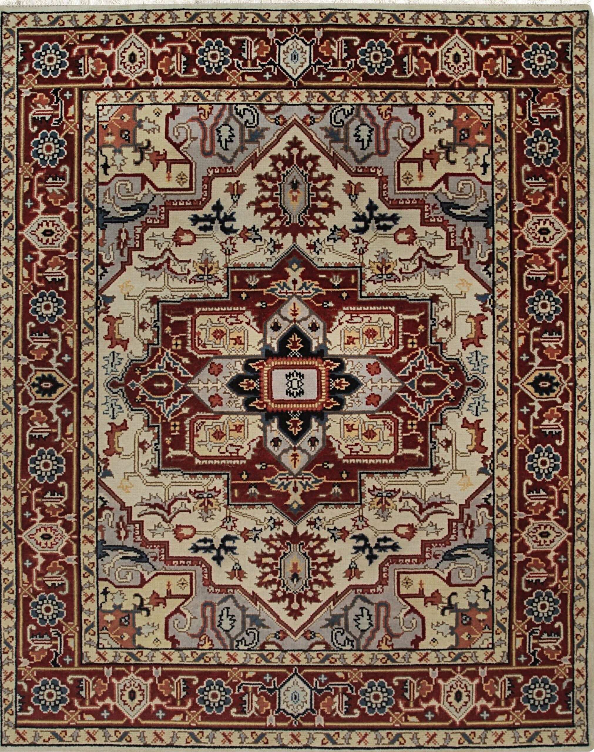 10x14 Sophisticated Radiant Ivory Floral Medallion Hand Knotted Wool Carpet Rug