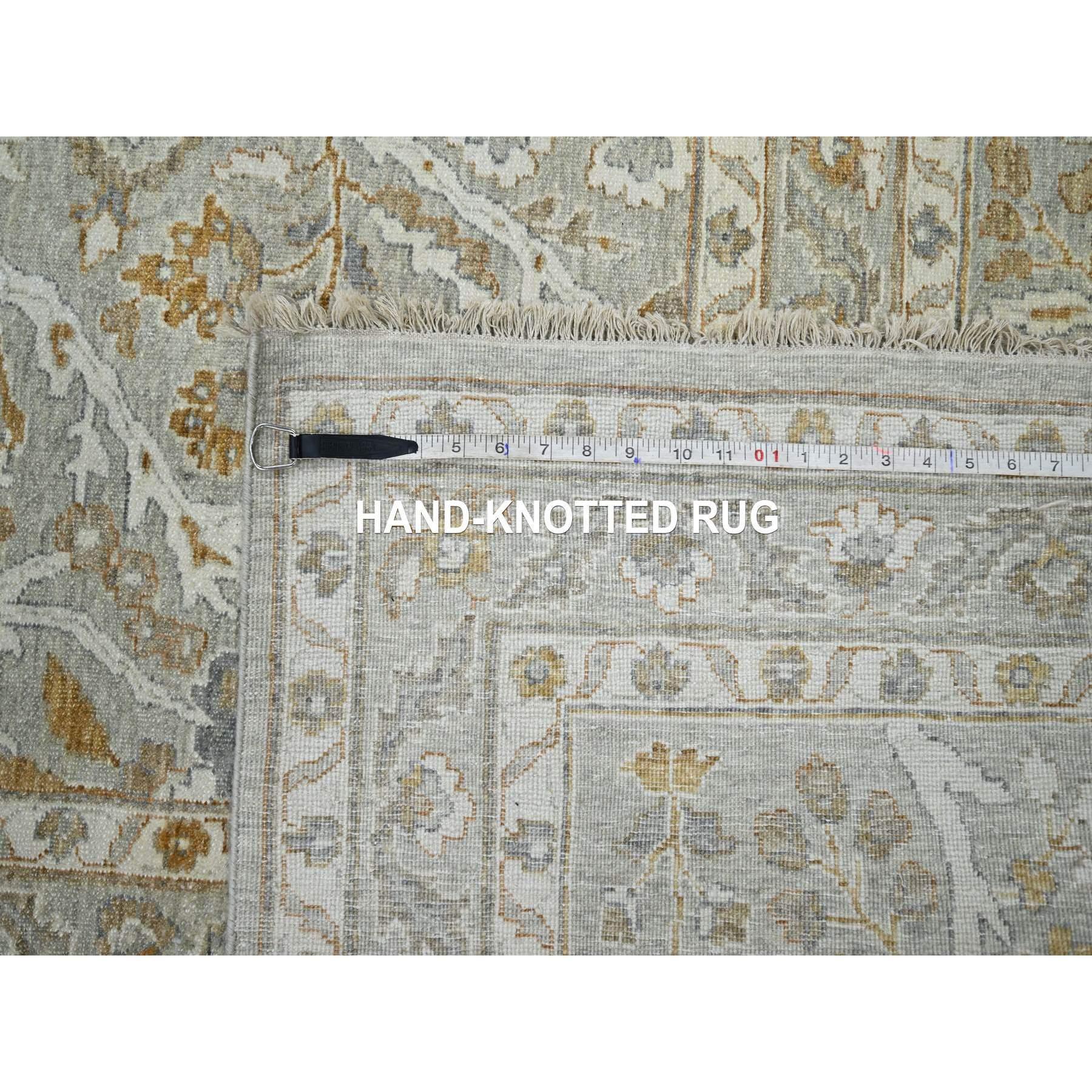 10'x14' Stone Gray Tree of Life Design Hand Knotted Pure Wool Oriental Rug For Sale 4