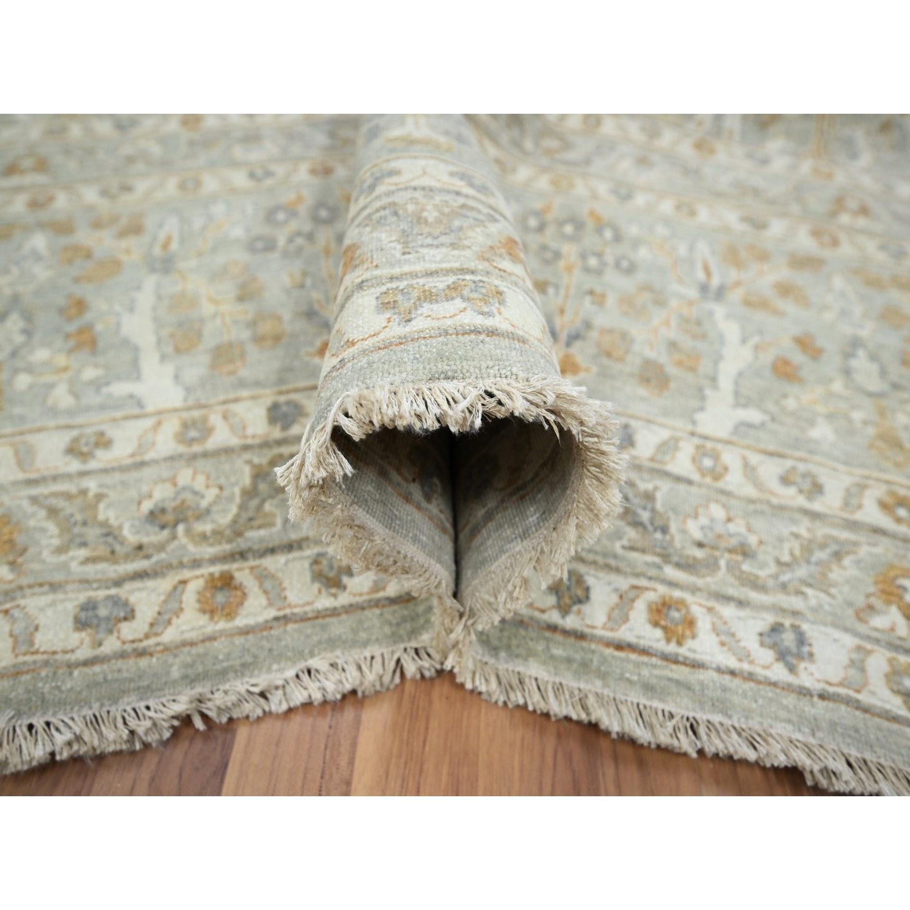 Hand-Knotted 10'x14' Stone Gray Tree of Life Design Hand Knotted Pure Wool Oriental Rug For Sale