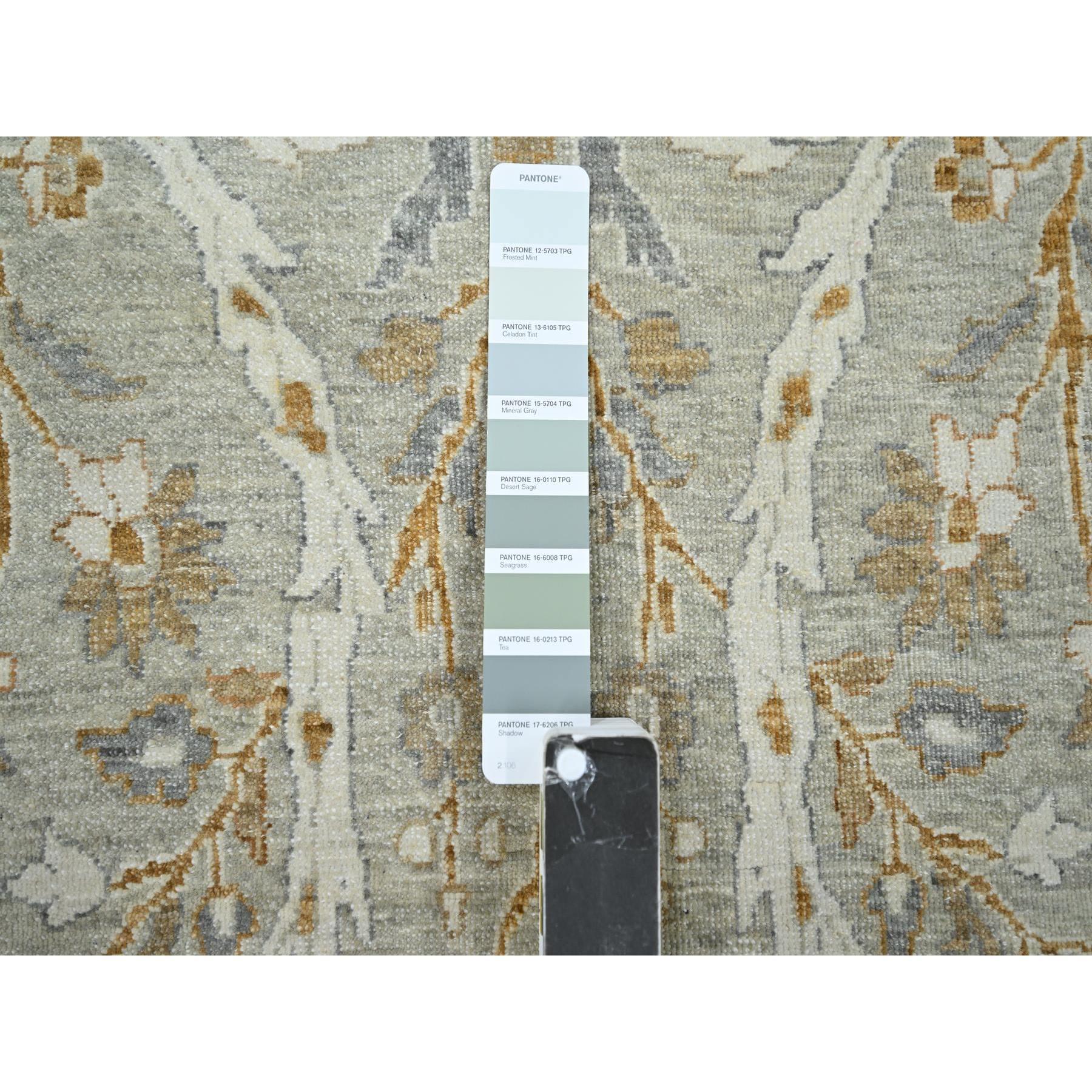 Contemporary 10'x14' Stone Gray Tree of Life Design Hand Knotted Pure Wool Oriental Rug For Sale