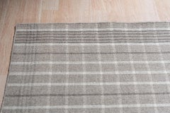 10x14 Zeitlos Celia Grau Kilim Minimalistisch Raster Modern Flachgewebe Wolle Teppich