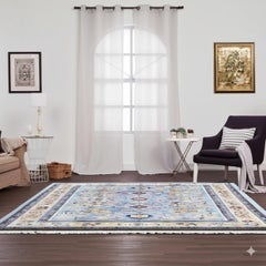 10x14 Traditional Blue Geometric Medallion Modern Hand Knotted Wool Carpet Rug