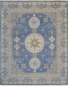 10x14 Traditional Blue Geometric Medallion Modern Hand Knotted Wool Carpet Rug