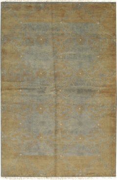 10x14 Versatile Classic Blue Brown Floral Modern Hand Knotted Wool Carpet Rug