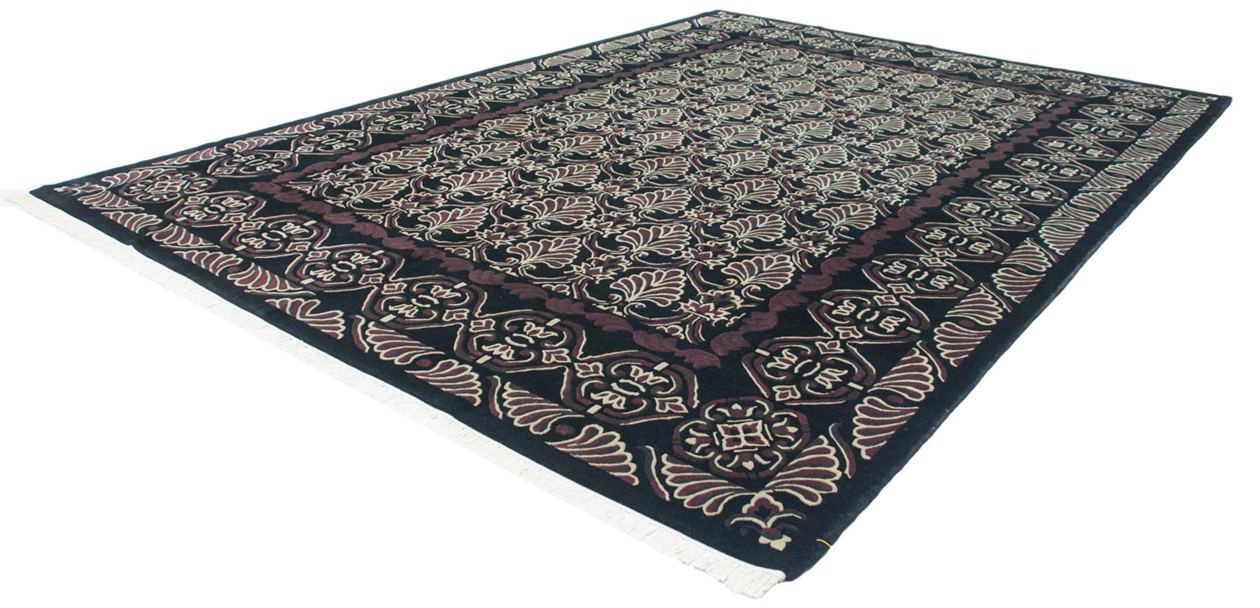 Hand-Knotted Vintage Indian Damask Design Carpet For Sale