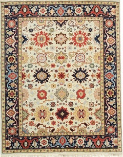 Tappeto in lana annodato a mano 10x14 Violet Traditional Ivory Allover Floral Modern
