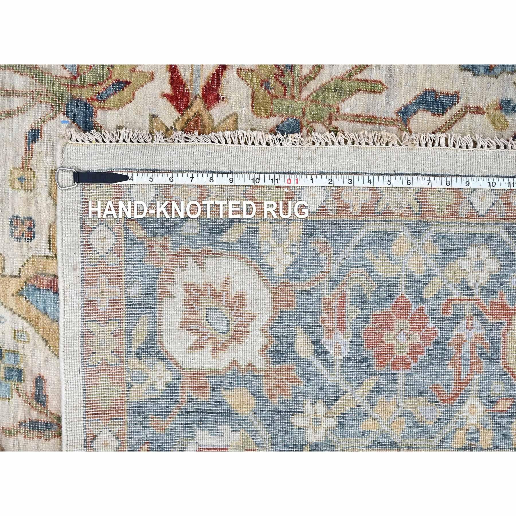 10'x14' Weißer antiker persischer handgeknüpfter Wollteppich mit Ziegler Mahal-Design, handgeknüpft im Angebot 3