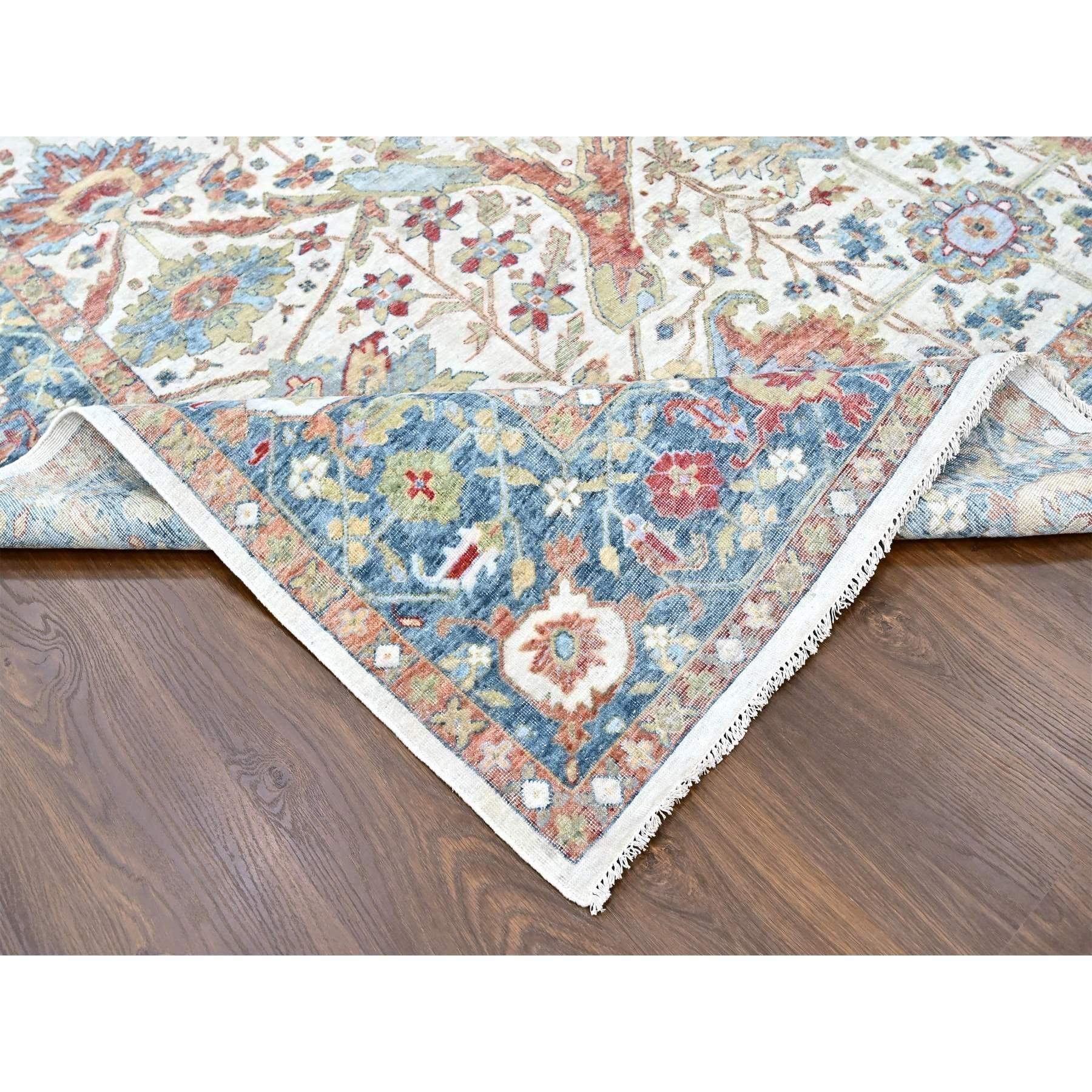 10'x14' Weißer antiker persischer handgeknüpfter Wollteppich mit Ziegler Mahal-Design, handgeknüpft im Zustand „Neu“ im Angebot in Carlstadt, NJ