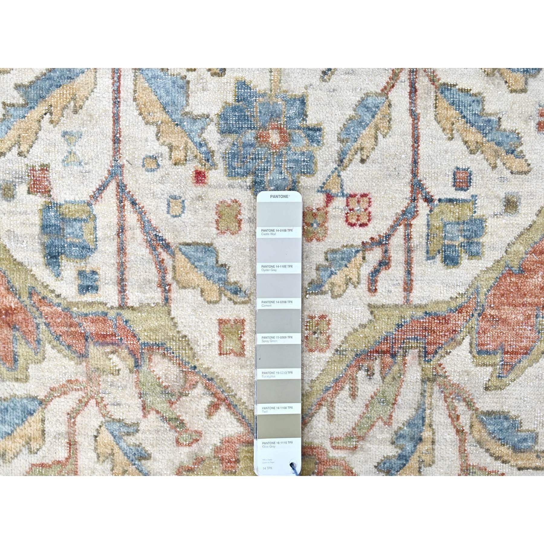 10'x14' Weißer antiker persischer handgeknüpfter Wollteppich mit Ziegler Mahal-Design, handgeknüpft (21. Jahrhundert und zeitgenössisch) im Angebot
