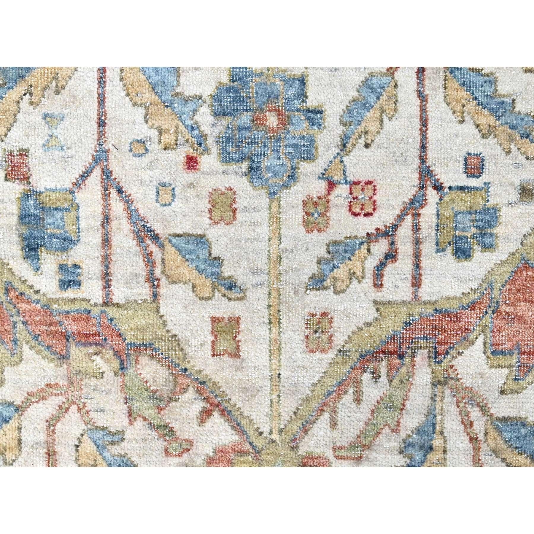 10'x14' Weißer antiker persischer handgeknüpfter Wollteppich mit Ziegler Mahal-Design, handgeknüpft (Wolle) im Angebot