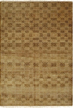 10x14 Willow Opulent Yellow Contemporary Geometric Hand Knotted Wool Carpet Rugs (Tappeto in lana annodato a mano)