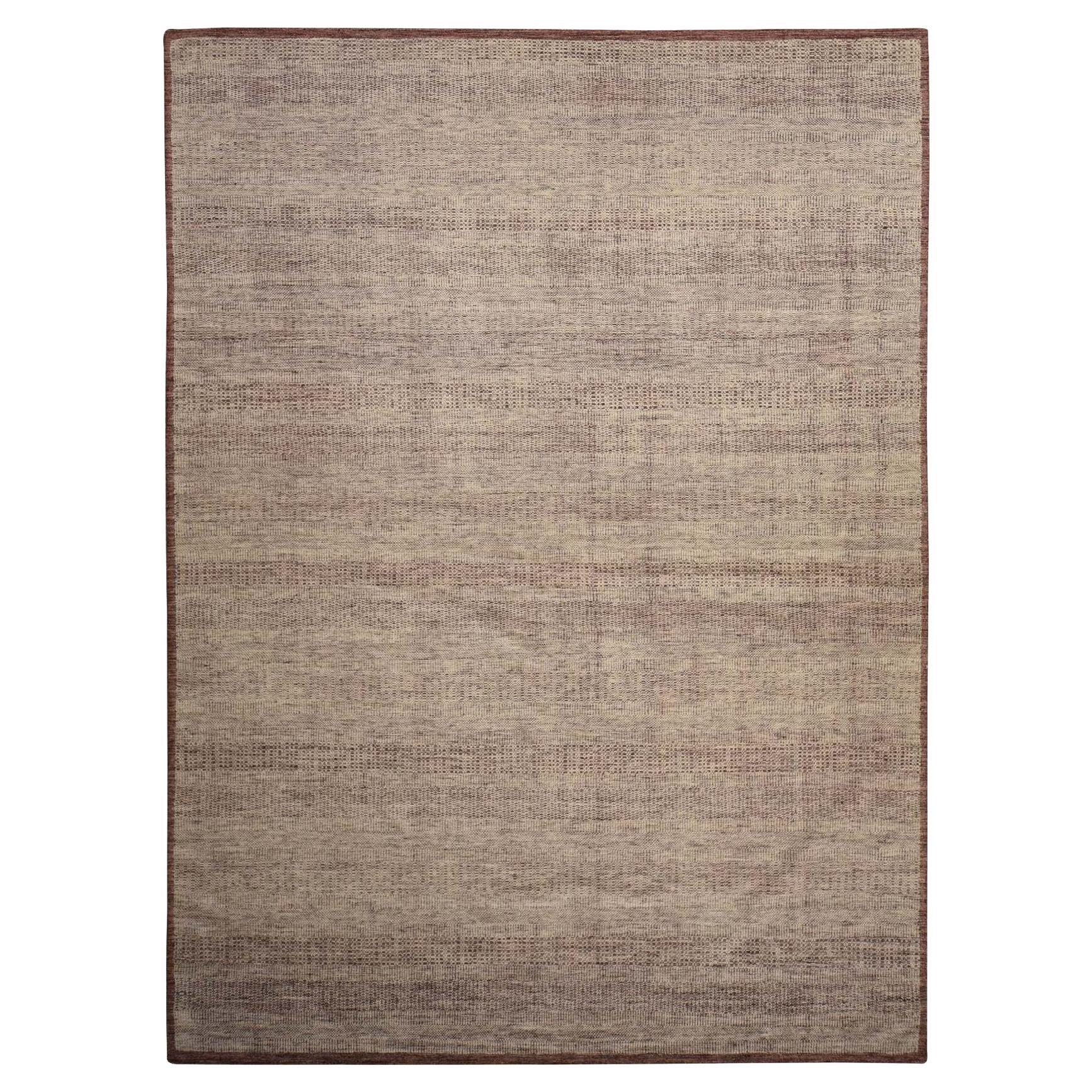 10'x14' Weinrot Plain und natürliches Design Oxidierter 100% Wollteppich Handgeknüpfter Teppich