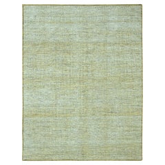 10'x14' Yellow 100% Wool Hand Knotted Oxidized and Distressed Grass Design Rug