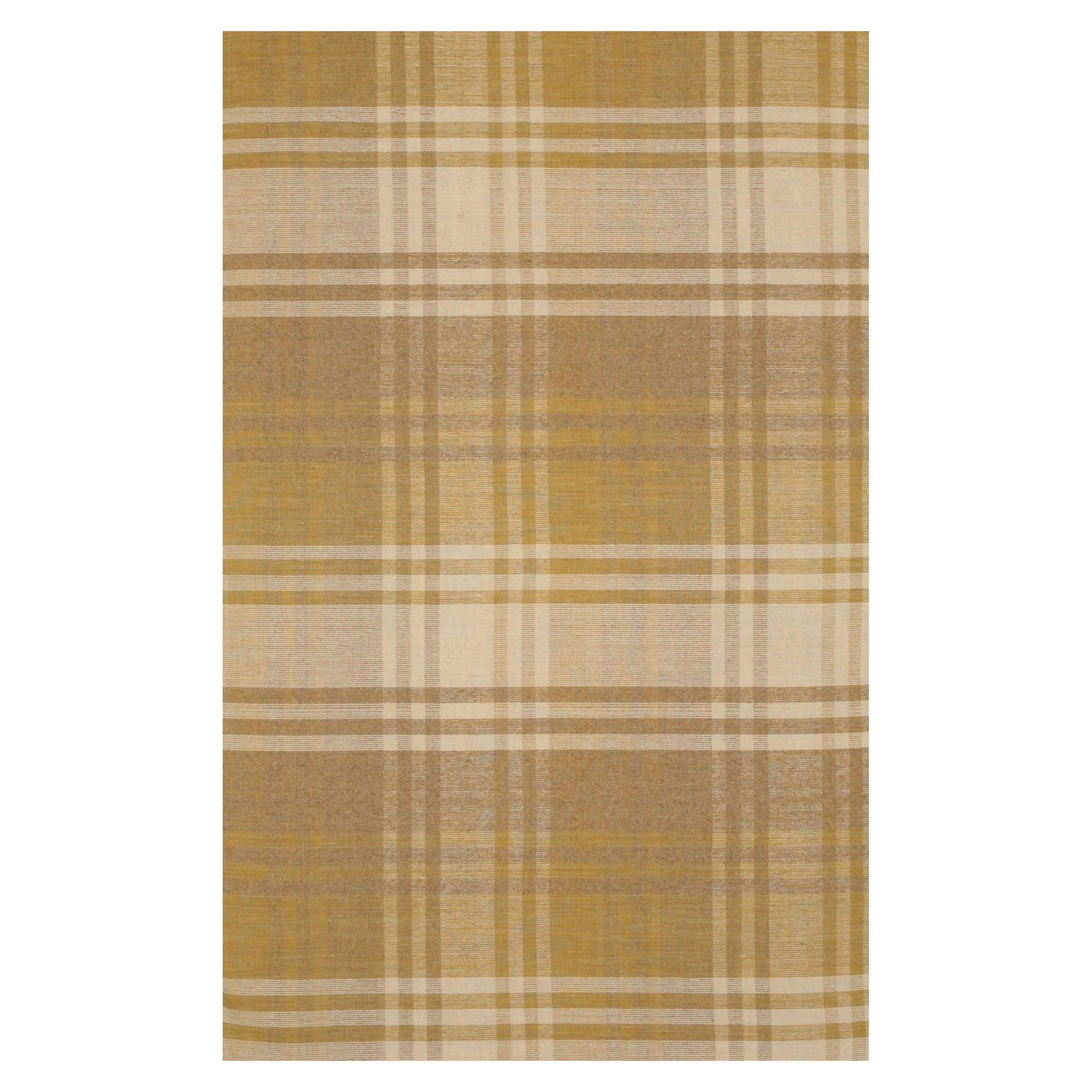 10x14 Yellow Hand-Knotted Wool Golden Plaid Weave Geometric Modern Carpet Rug