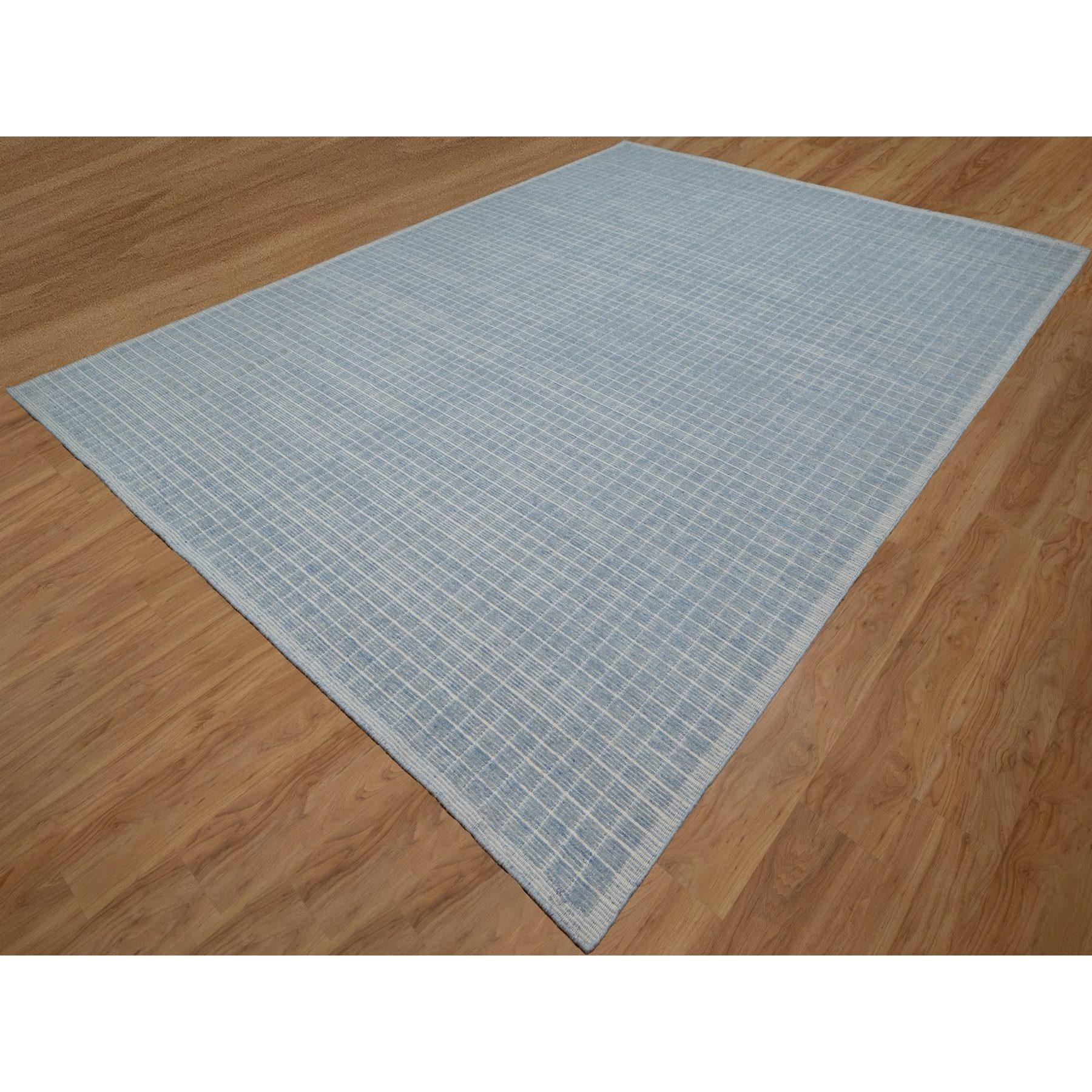 Moderno 10'x14' Yonder Blue Modern Plain Decor Box Design Loomed Knotted Pure Wool Rugs (Tappeto in pura lana annodata) in vendita