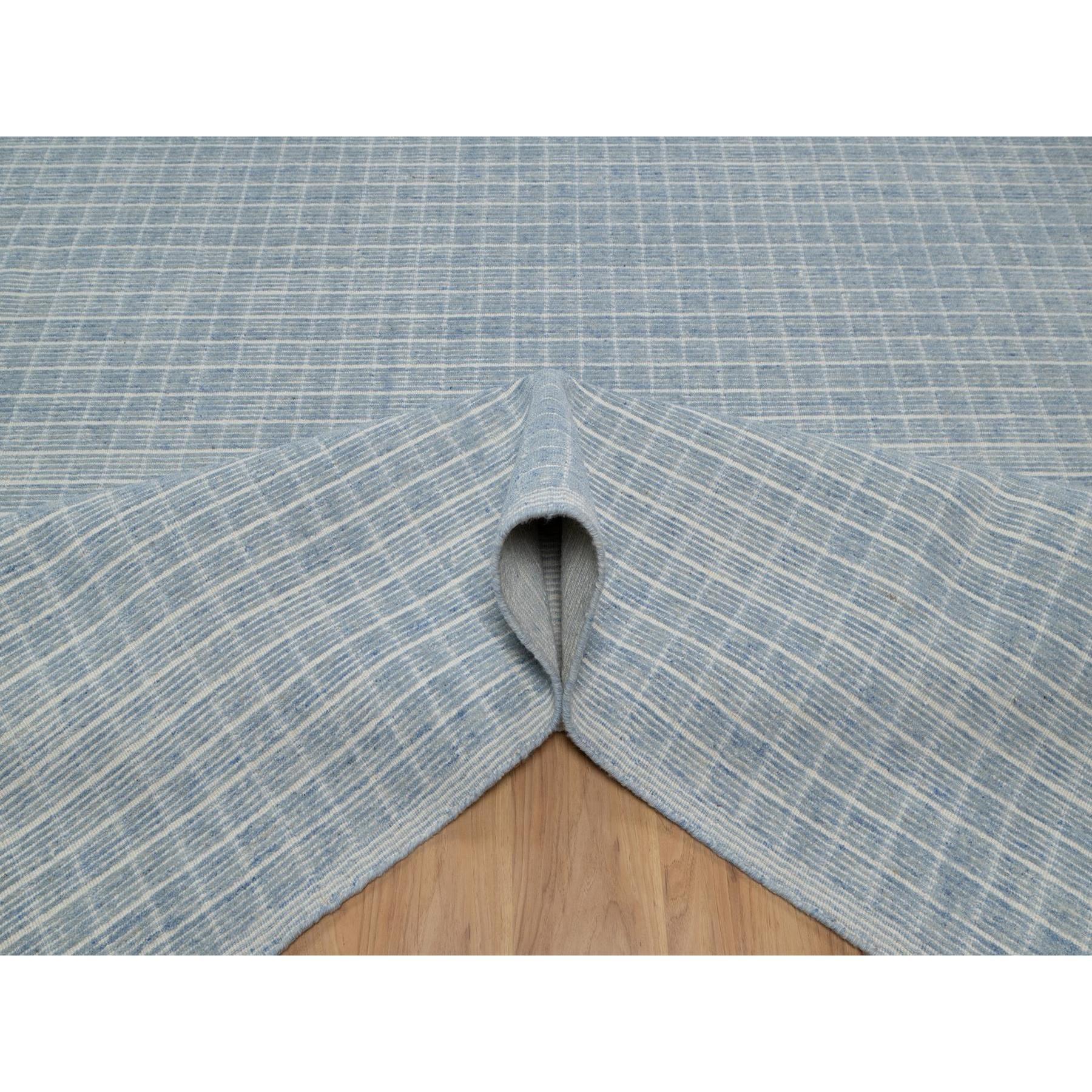 Annodato a mano 10'x14' Yonder Blue Modern Plain Decor Box Design Loomed Knotted Pure Wool Rugs (Tappeto in pura lana annodata) in vendita